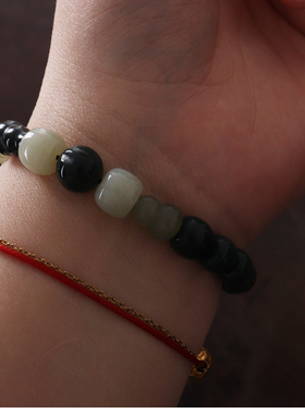 【一物一图】和田玉老型珠手链 单圈阿拉善手串男女 原创饰品