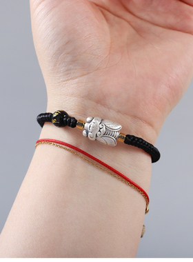 手工编制99足银知了手链 一鸣惊人手绳串男女 本命年饰品节日礼物