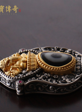 925银象神镶嵌一眼天珠吊坠