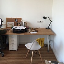 Solid wood white oak wood table plate white wax wood cherry wood oak computer table panel double computer desktop