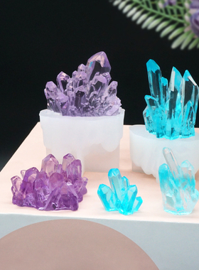 水晶滴胶晶簇摆件硅胶模具