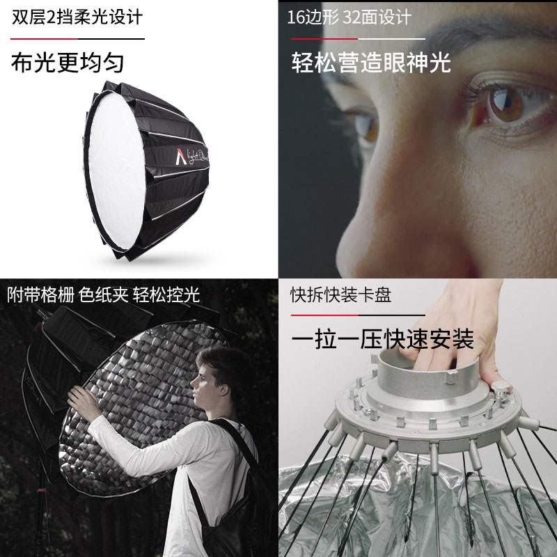 爱图仕 Light Dome II 抛物线反光罩 柔光箱控光89cm送蛋格柔光箱 - 图1