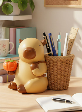 树脂小摆件现代书房可爱创意笔筒