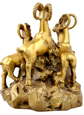 纯铜三羊开泰摆件三阳开泰生肖羊吉祥物开业乔迁工艺礼品客厅装饰