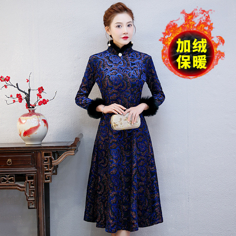 2021年新款冬天加绒秋冬改良旗袍 蕾倩旗袍