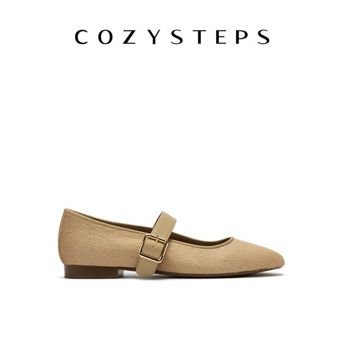 COZY STEPS可至女士26春季新款浅口复古圆头牛皮芭蕾玛丽珍单鞋女 - 图2