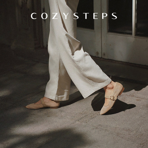 COZY STEPS可至女士26春季新款浅口复古圆头牛皮芭蕾玛丽珍单鞋女 - 图1