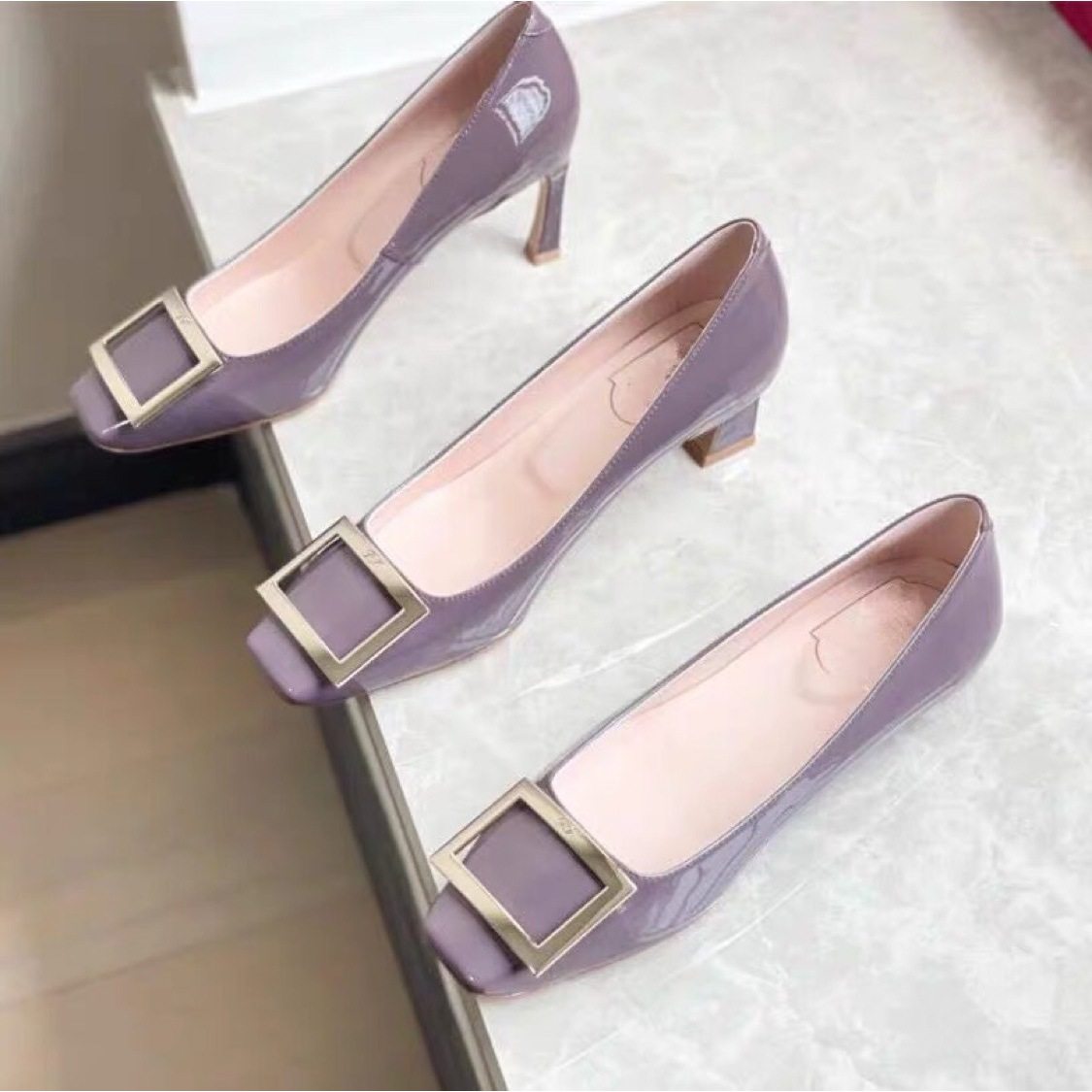 欧洲站2025夏季新款单鞋女金典网红方扣粗跟法式高跟鞋女方头平底,淘宝优惠券,粉丝福利购,淘宝优惠卷