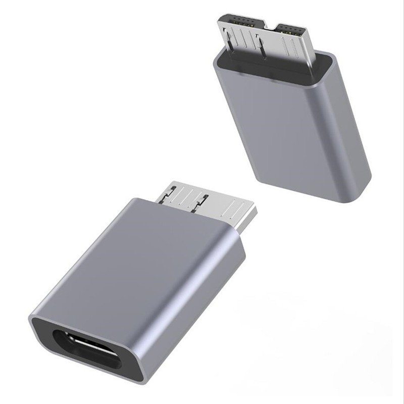 铝合金外壳Type-C母转micro B USB3.0公转接头Mac连接移动硬盘盒-图0