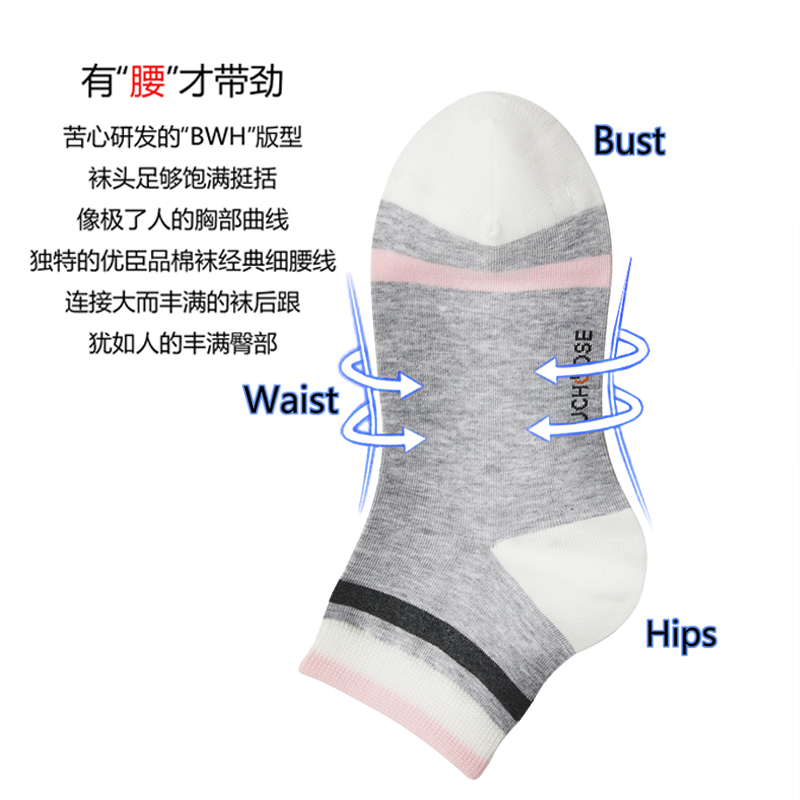 优臣品休闲拼色美国supima纯棉袜子 优臣品短袜/打底袜/丝袜/美腿袜