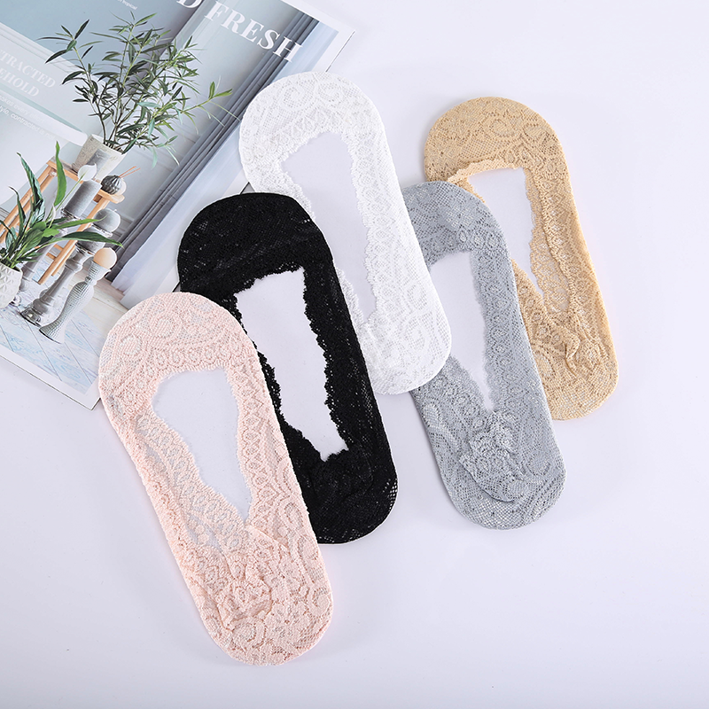 潮纯棉底隐形硅胶防滑夏季蕾丝袜子 优臣品短袜/打底袜/丝袜/美腿袜