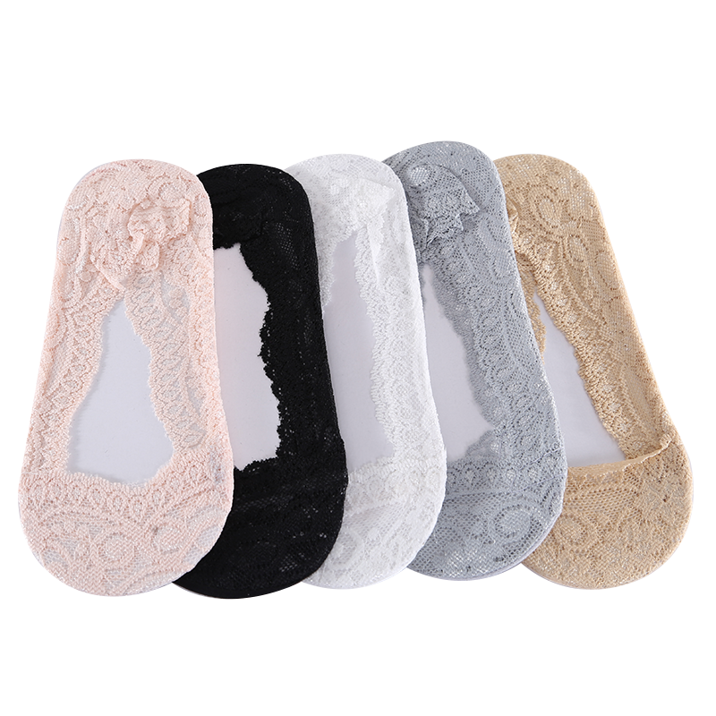 潮纯棉底隐形硅胶防滑夏季蕾丝袜子 优臣品短袜/打底袜/丝袜/美腿袜