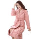 Váy ngủ nữ mùa đông ba lớp nhung san hô đệm lót ấm áp phục vụ nhà mùa thu áo khoác cotton cộng với đồ ngủ nhung flannel áo choàng tắm - Night Robe