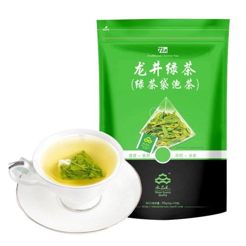 2024年新茶龙井茶三角袋泡绿茶茶叶原叶办公商用酒店茶包15包-图3