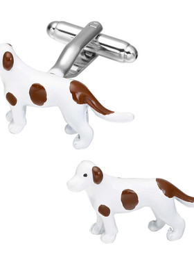 盒装 白色小斑点狗袖钉 法式长袖衬衫袖钉 衬衣配饰Cufflinks