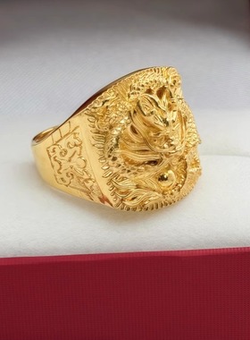 开口可调节戒指男款龙纹戒指复古