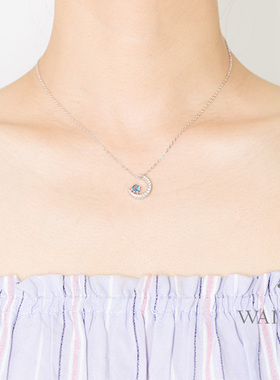 星星月亮项链女生纯银月光石锁骨链吊坠轻奢小众简约精致网红爆款