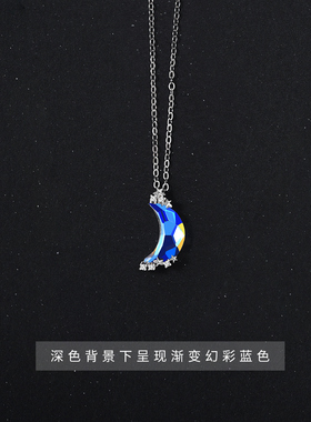 月亮清泉小众设计纯银项链礼物