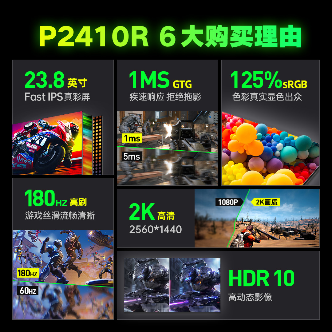 泰坦军团2K电竞180Hz显示器24英寸144电脑屏幕P2410R外接笔记本 - 图0