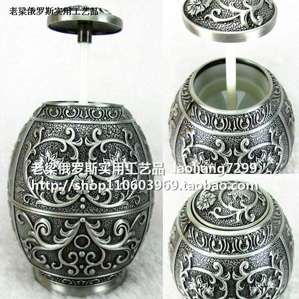 Z5俄罗斯银锡合金属牙签筒罐盒蛋形花纹古锡色花纹按压开启 欧式,淘宝优惠券,粉丝福利购,淘宝优惠卷