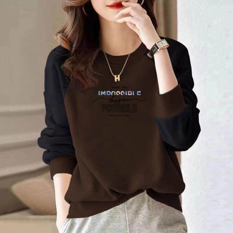 外贸出口女装纯棉长袖卫衣女宽松T恤春秋新款百搭显瘦打底衫上衣,淘宝优惠券,粉丝福利购,淘宝优惠卷