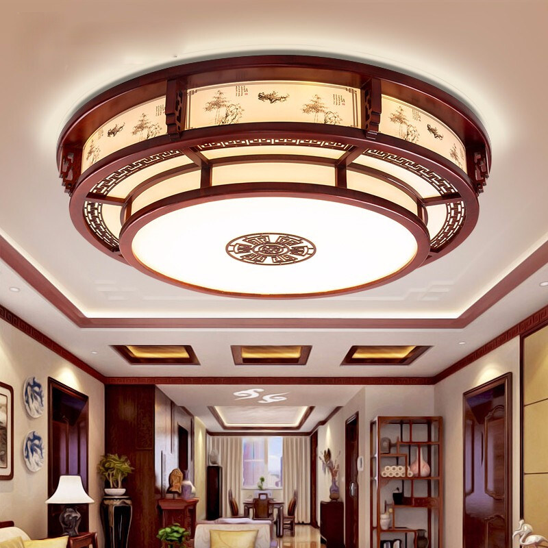 实木新中式吸顶灯客厅灯实木圆形卧室灯仿古客厅餐厅书房卧室灯具,淘宝优惠券,粉丝福利购,淘宝优惠卷