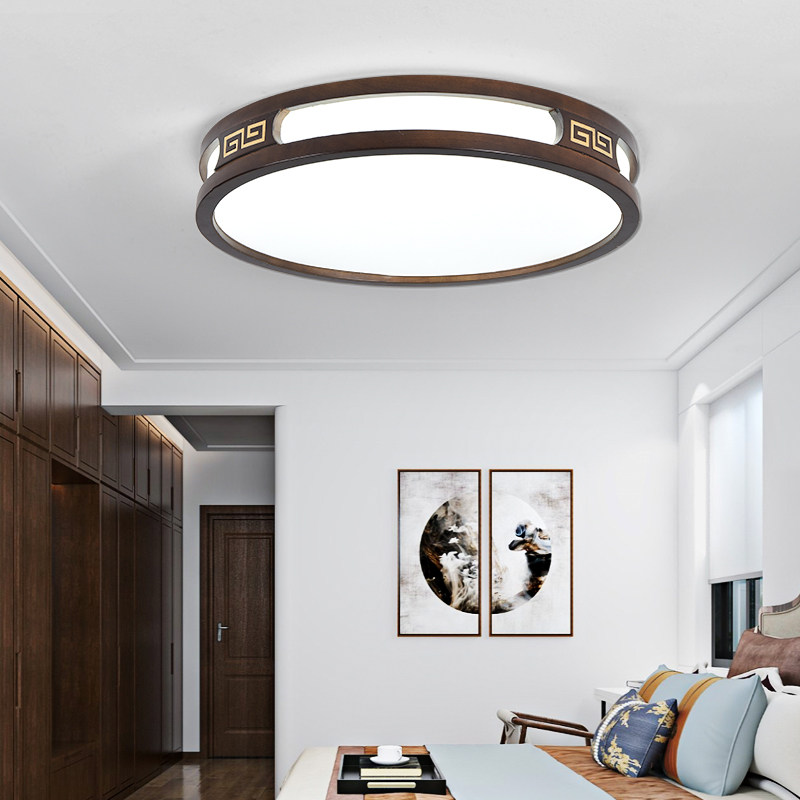 实木新中式吸顶灯led客厅灯长方形木艺灯饰超薄橡木胡桃木色灯具,淘宝优惠券,粉丝福利购,淘宝优惠卷