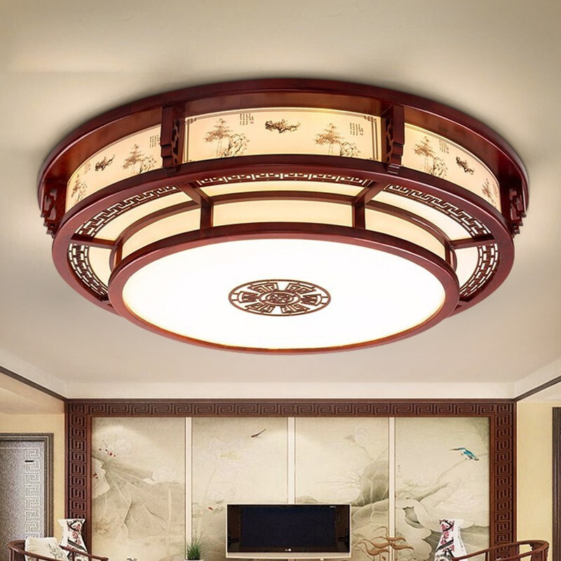 实木新中式吸顶灯客厅灯实木圆形卧室灯仿古客厅餐厅书房卧室灯具,淘宝优惠券,粉丝福利购,淘宝优惠卷