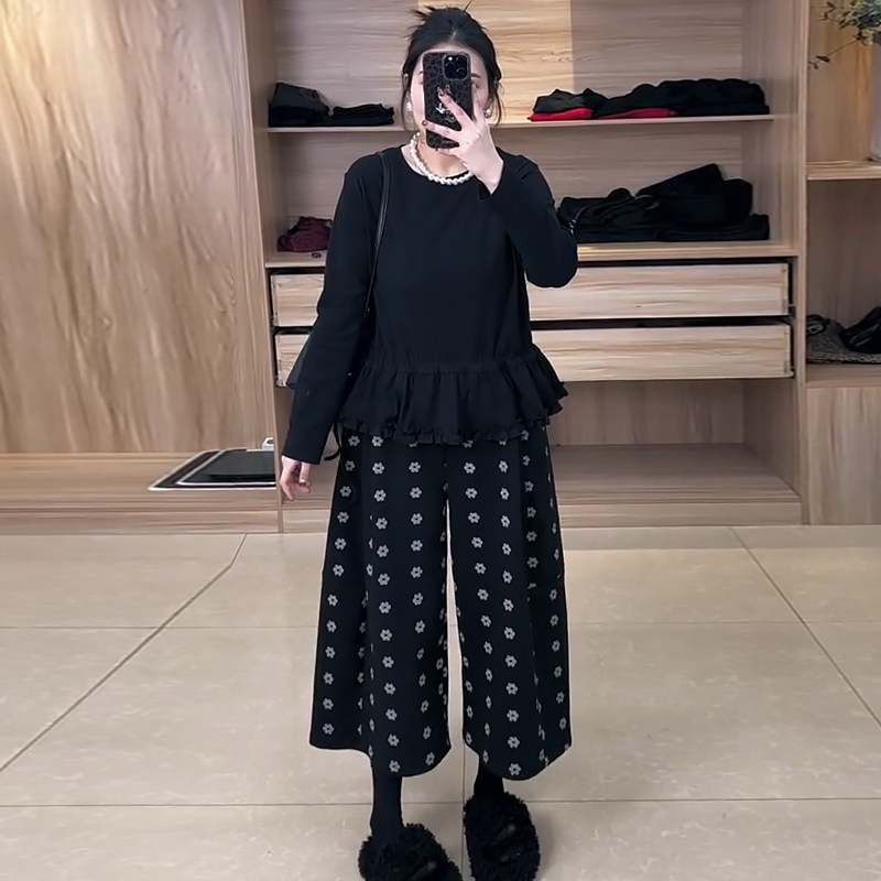 抽绳大码长袖上衣百搭毛呢八分裤弯刀裤胖mm2026春冬显瘦宽松女装,淘宝优惠券,粉丝福利购,淘宝优惠卷