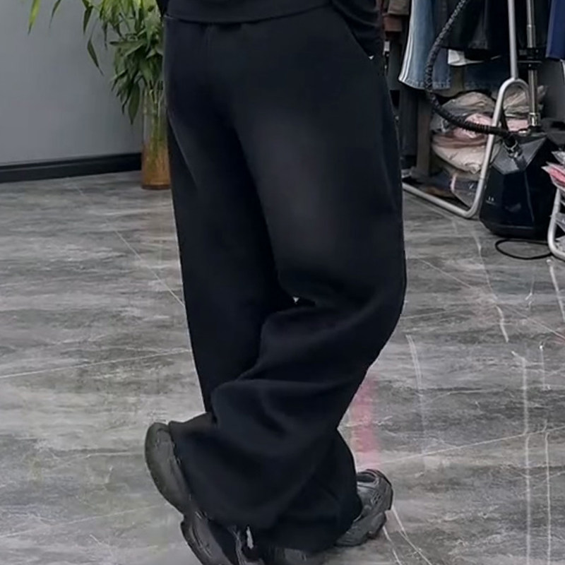 韩系弯刀裤水洗卫裤休闲女裤子胖mm2025秋季新款宽松显瘦大码女装,淘宝优惠券,粉丝福利购,淘宝优惠卷