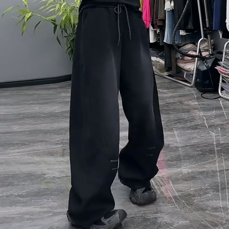 韩系弯刀裤水洗卫裤休闲女裤子胖mm2025秋季新款宽松显瘦大码女装,淘宝优惠券,粉丝福利购,淘宝优惠卷