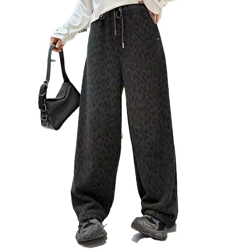 抽绳收腰豹纹休闲裤高腰女裤子胖mm2026春冬新款宽松显瘦大码女装,淘宝优惠券,粉丝福利购,淘宝优惠卷