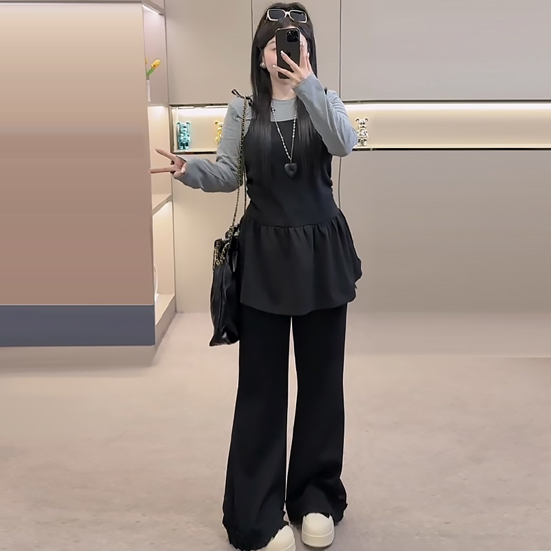 韩系收腰系带上衣女裤子打底衫胖mm2026春冬新款显瘦宽松大码女装,淘宝优惠券,粉丝福利购,淘宝优惠卷