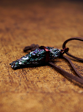 七彩原石简约个性男女士吊坠项链