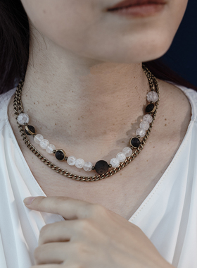 熠先生的蒸汽大陆 中性宇宙风冷感星球天然银耀石珠链锁骨链项链