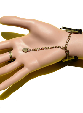 雕花蕾丝黑宝石复古戒指手链手环