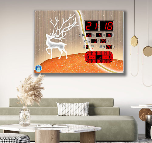 康巴丝数码万年历电子钟家用客厅装饰画创意时钟挂墙钟表简约现代 - 图2