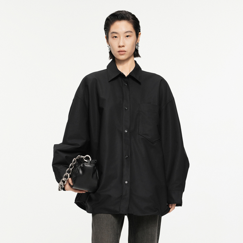 【大秀同款】JNBY/江南布衣春秋衬衫棉质扭扭乐宽松上衣5O7211930 - 图2