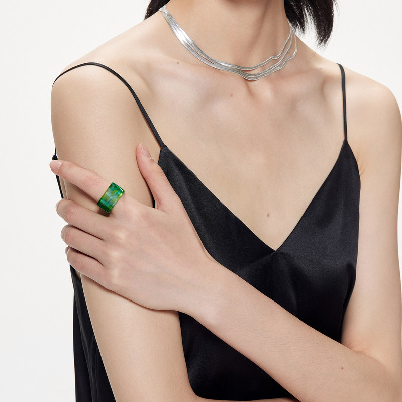 JNBY simple fashion glass ring
