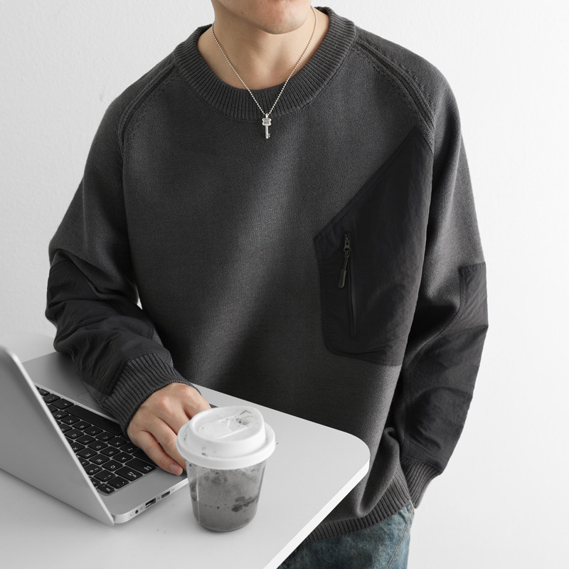 GXG男士2025新款秋冬季户外贴布圆领风格毛衣男针织衫长袖卫衣,淘宝优惠券,粉丝福利购,淘宝优惠卷