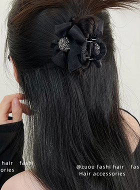 高级感头顶发夹发量少半扎女蝴蝶结抓夹后脑勺小号盘发夹发卡头饰