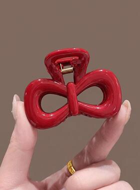 红色蝴蝶结抓夹显白高级感鲨鱼夹