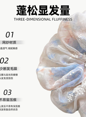 大肠发圈春天网纱刺绣