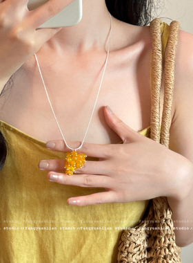 清透夏日 韩系葡萄串珠天然石项链女轻奢小众锁骨链独特长款配饰