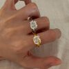 Cute KT meow large particle imitation diamond flash ring female niche design light luxury high-end open index finger ring ring