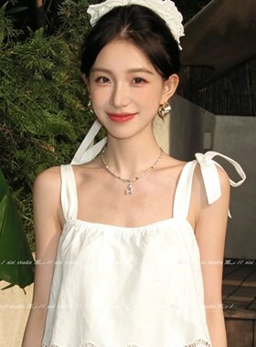 氛围感多巴胺彩色碎银项链女小众设计小狗吊坠颈链锁骨链2026新款