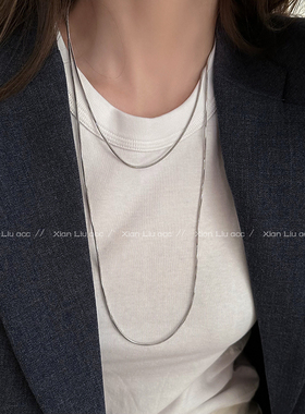 长款叠戴蛇骨项链女高级感毛衣链秋冬2025新款轻奢小众锁骨链配饰