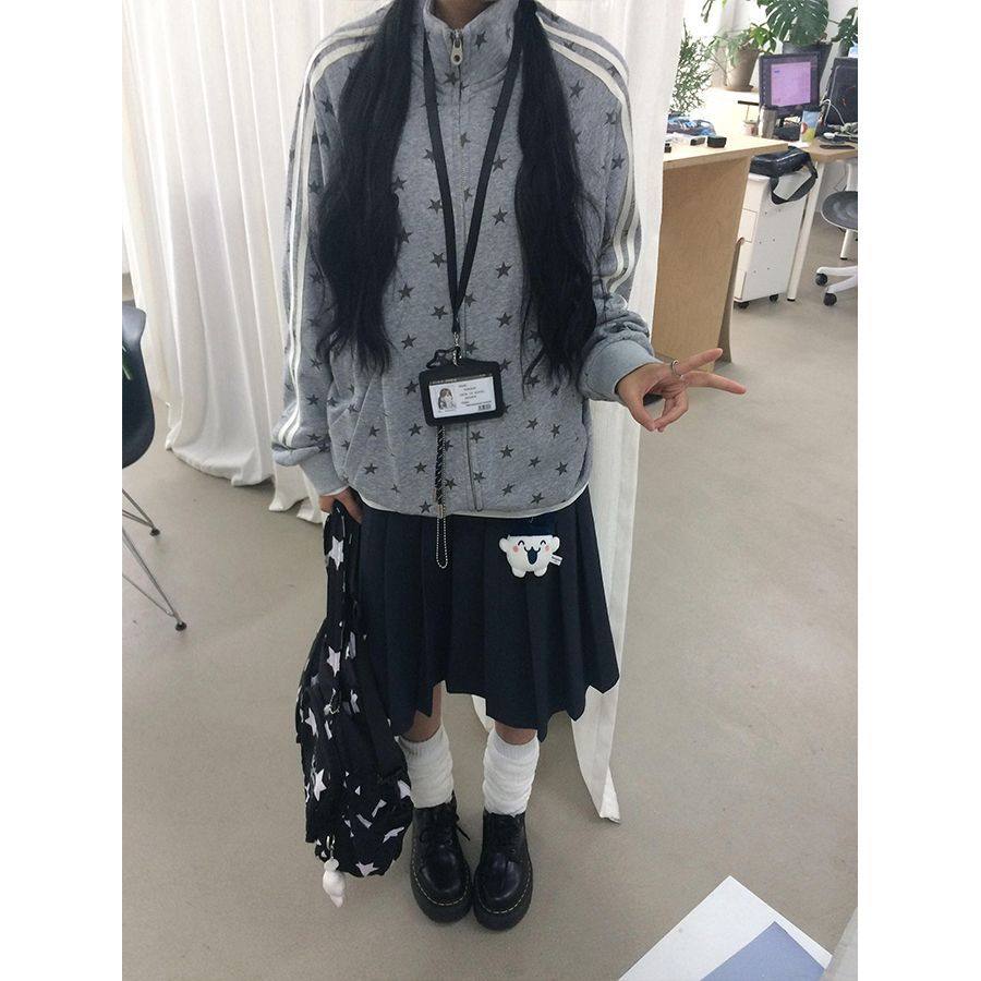 y2k美式星星立领宽松卫衣运动衫2025冬季新款jk外套长袖印花开衫,淘宝优惠券,粉丝福利购,淘宝优惠卷