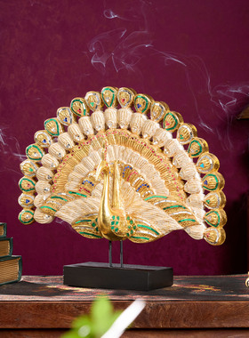 实木装饰摆件泰式孔雀木雕工艺品