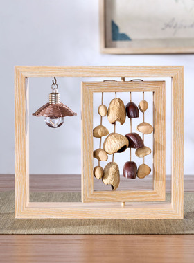 实木旋转排铃音疗乐器解压摆件